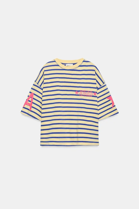 ФУТБОЛКА OVERSIZE В ПОЛОСКУ С НАДПИСЬЮ