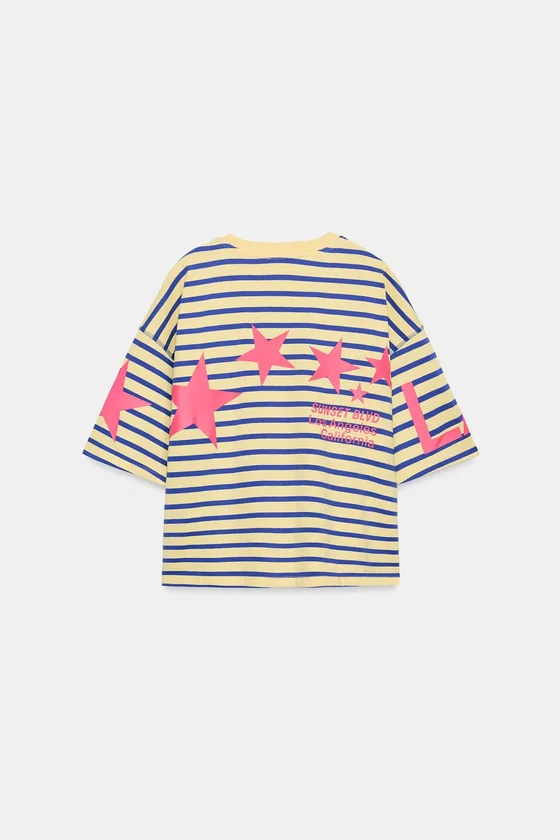 ФУТБОЛКА OVERSIZE В ПОЛОСКУ С НАДПИСЬЮ