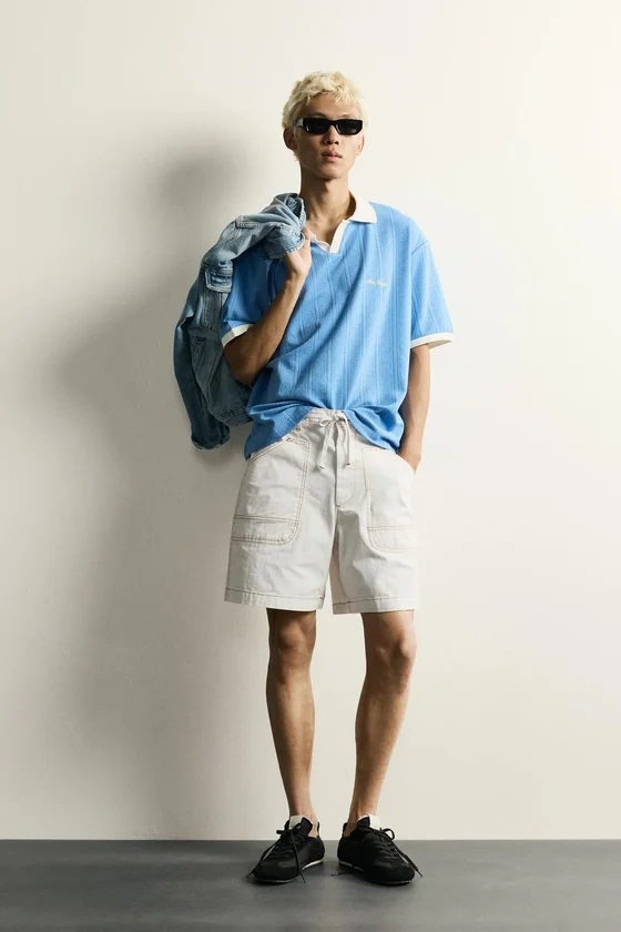 ПОЛО RELAXED FIT С ФАКТУРНОЙ ВЫШИВКОЙ