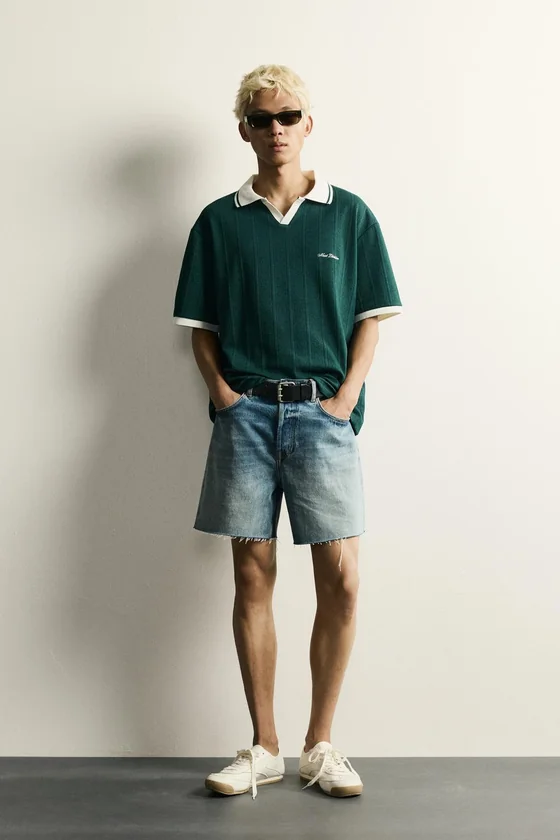 ПОЛО RELAXED FIT С ФАКТУРНОЙ ВЫШИВКОЙ