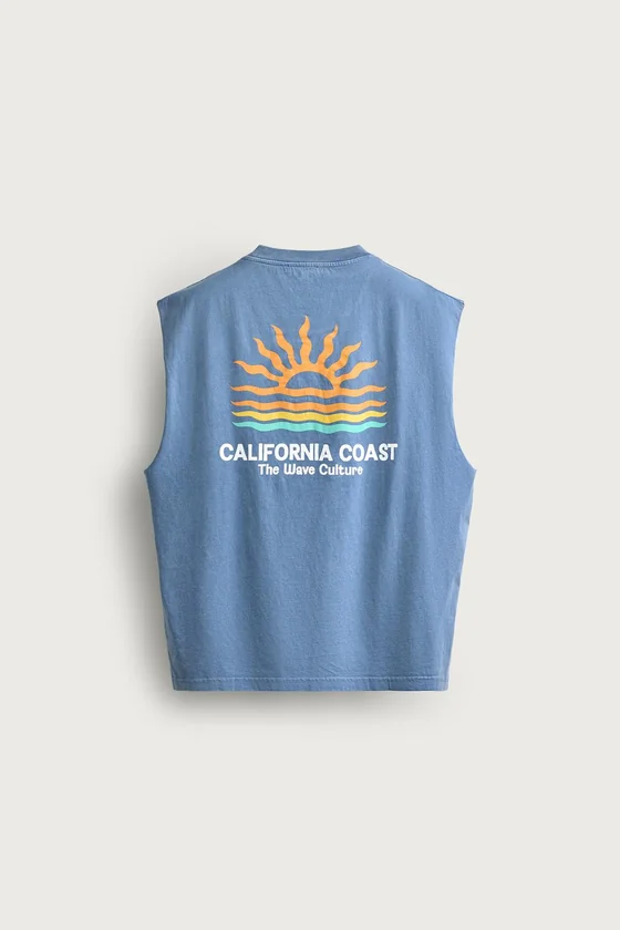 Майка свободного кроя с принтом California и надписями