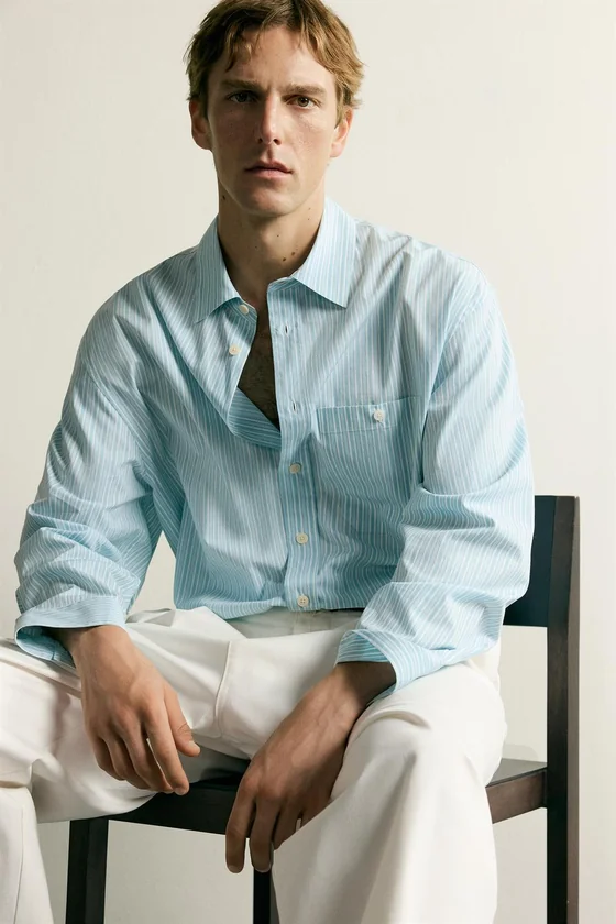 РУБАШКА BOXY FIT В ПОЛОСКУ