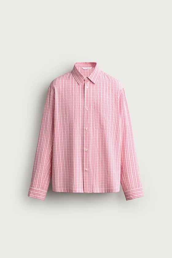 РУБАШКА RELAXED FIT В КЛЕТКУ С ТЕКСТУРОЙ