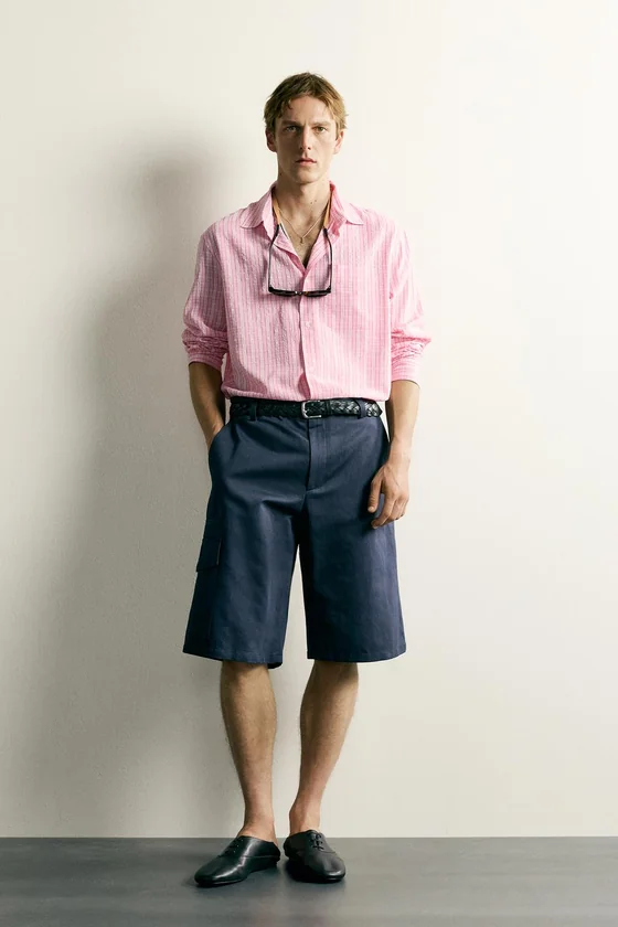 РУБАШКА RELAXED FIT В КЛЕТКУ С ТЕКСТУРОЙ