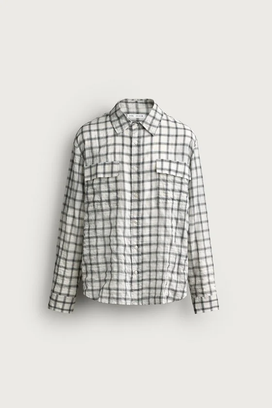 РУБАШКА RELAXED FIT В КЛЕТКУ С ФАКТУРОЙ