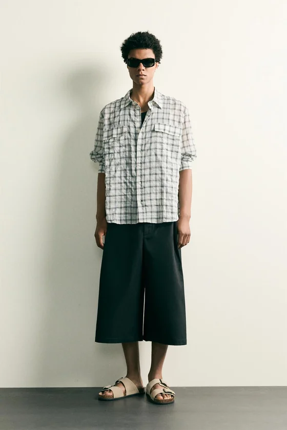 РУБАШКА RELAXED FIT В КЛЕТКУ С ФАКТУРОЙ