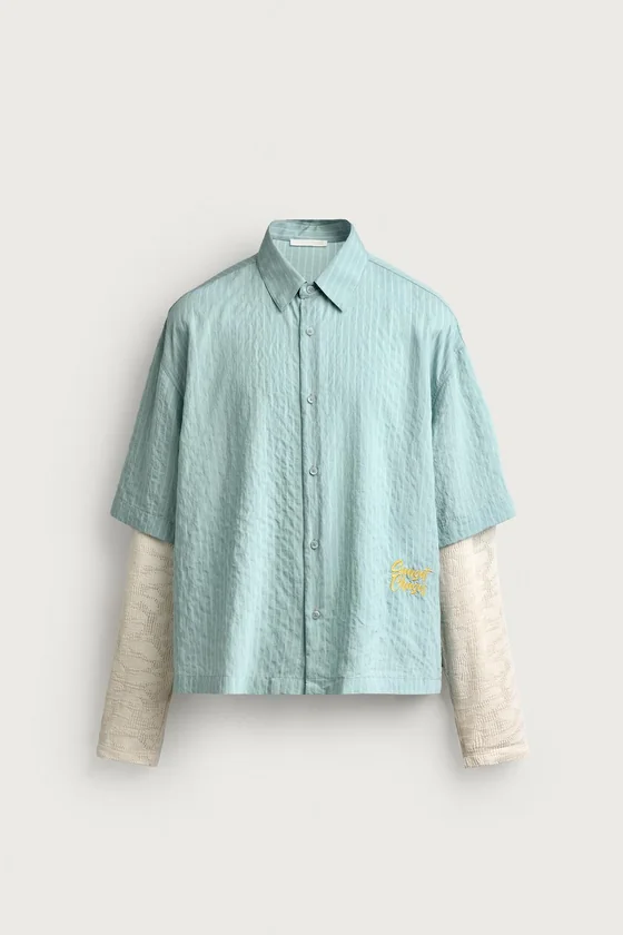 РУБАШКА RELAXED FIT С КОНТРАСТНЫМИ РУКАВАМИ