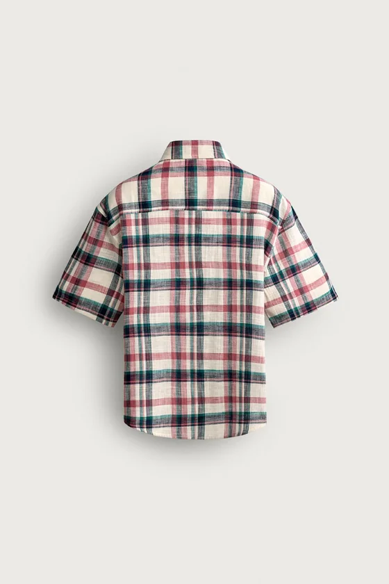 РУБАШКА RELAXED FIT С РЕЛЬЕФНЫМ УЗОРОМ В КЛЕТКУ