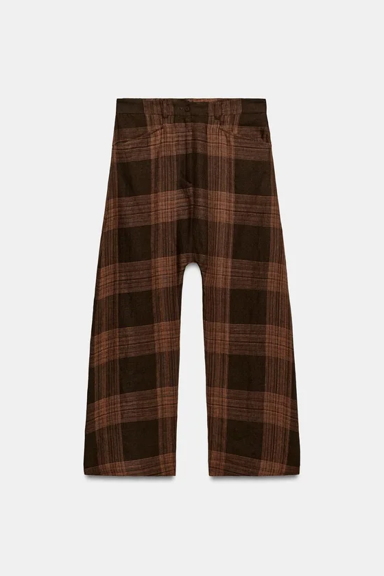 БРЮКИ В КЛЕТКУ ИЗ ЛЬНА — ZW COLLECTION