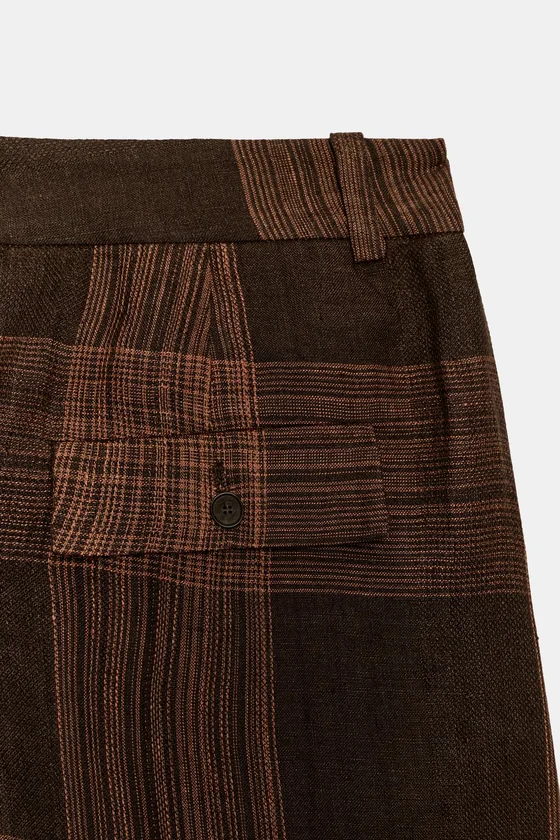 БРЮКИ В КЛЕТКУ ИЗ ЛЬНА — ZW COLLECTION