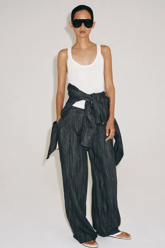 БРЮКИ ИЗ ЛЬНА В ПОЛОСКУ — ZW COLLECTION