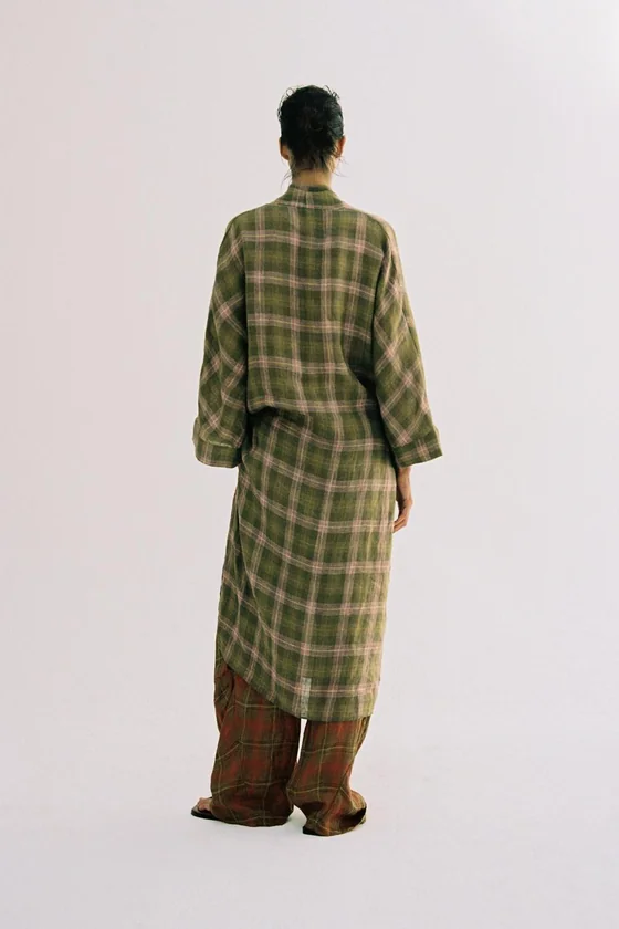 ЛЬНЯНОЕ ПЛАТЬЕ В КЛЕТКУ — ZW COLLECTION
