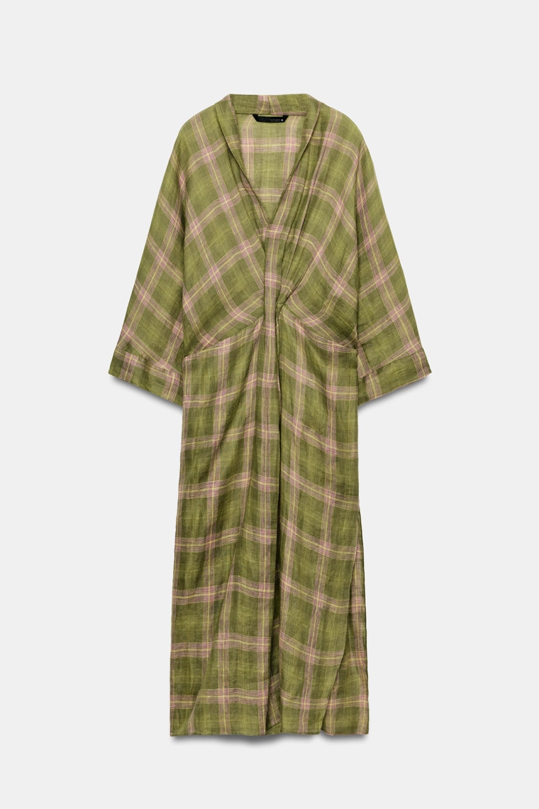 Платье миди из льна с узором zw collection
