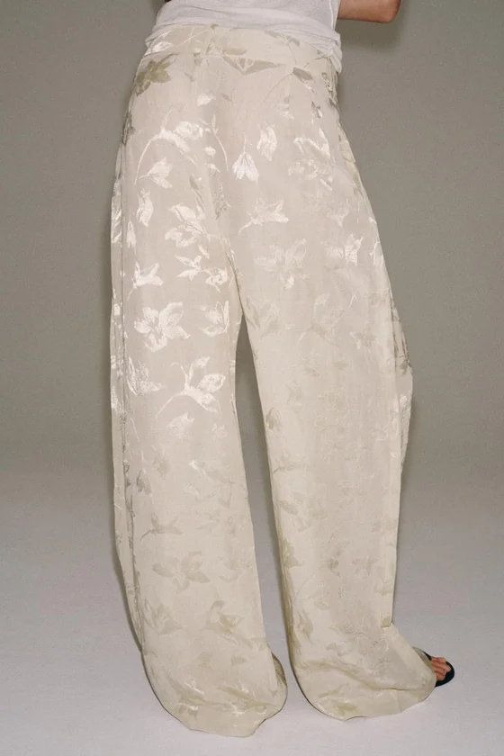 ЖАККАРДОВЫЕ БРЮКИ ИЗ СМЕСОВОГО ЛЬНА — ZW COLLECTION