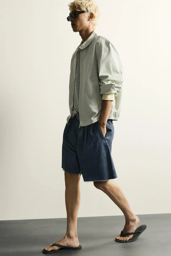 ШОРТЫ RELAXED FIT С ЭФФЕКТОМ НЕРАВНОМЕРНОГО ОКРАШИВАНИЯ