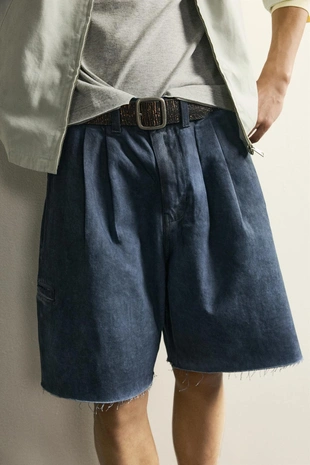 Шорты Relaxed Fit с эффектом неравномерного окрашивания- Заказать в России