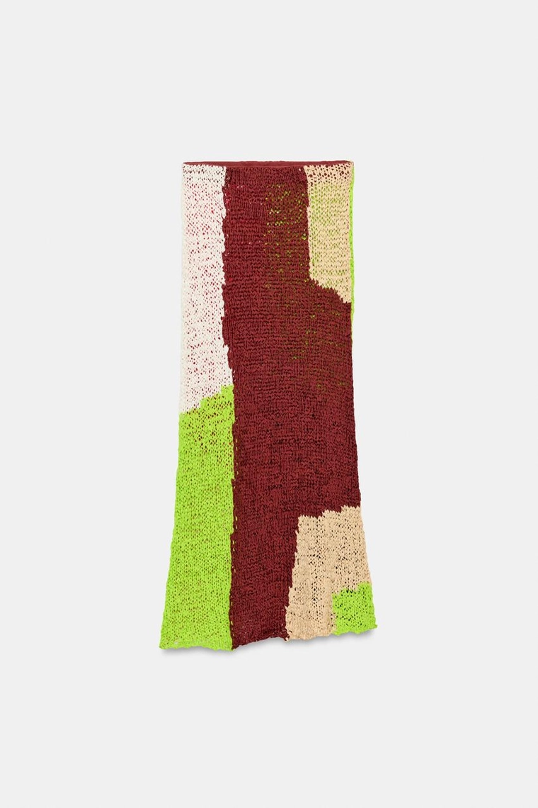 ТРИКОТАЖНАЯ ЮБКА МИДИ В СТИЛЕ COLOR BLOCK