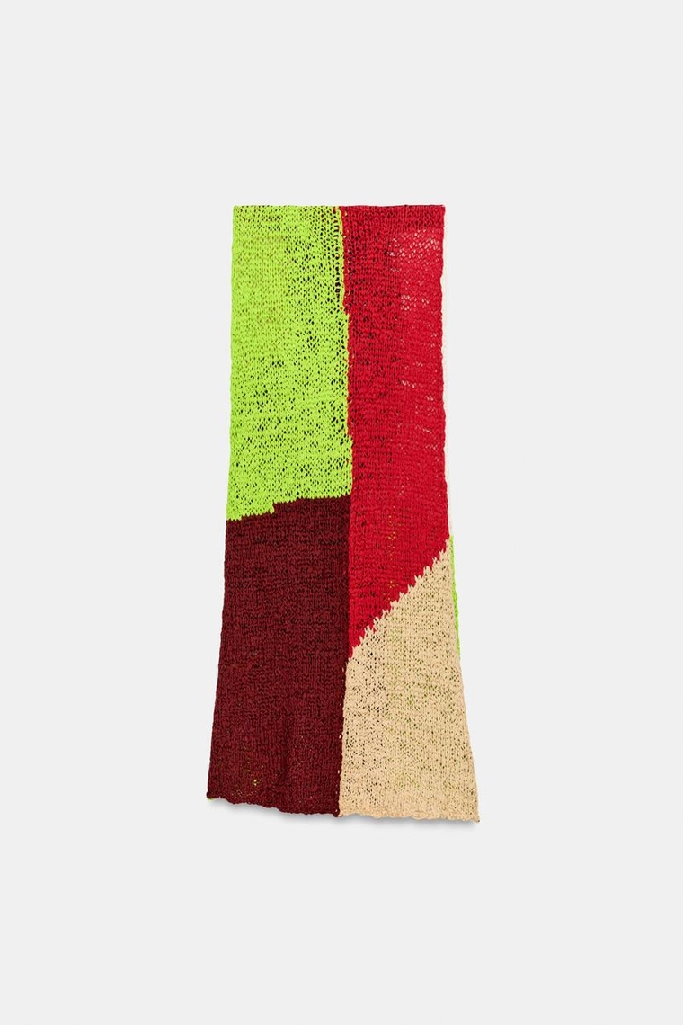 ТРИКОТАЖНАЯ ЮБКА МИДИ В СТИЛЕ COLOR BLOCK