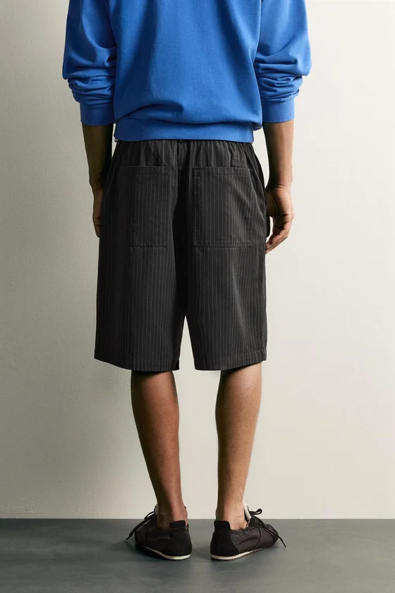 ШОРТЫ BAGGY FIT В ТОНКУЮ ПОЛОСКУ