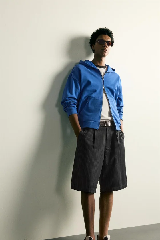 ШОРТЫ BAGGY FIT В ТОНКУЮ ПОЛОСКУ