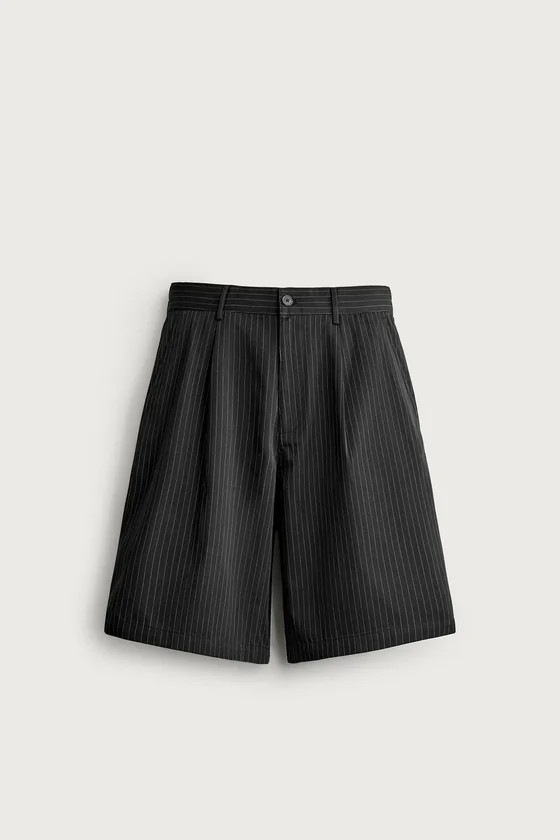 ШОРТЫ BAGGY FIT В ТОНКУЮ ПОЛОСКУ
