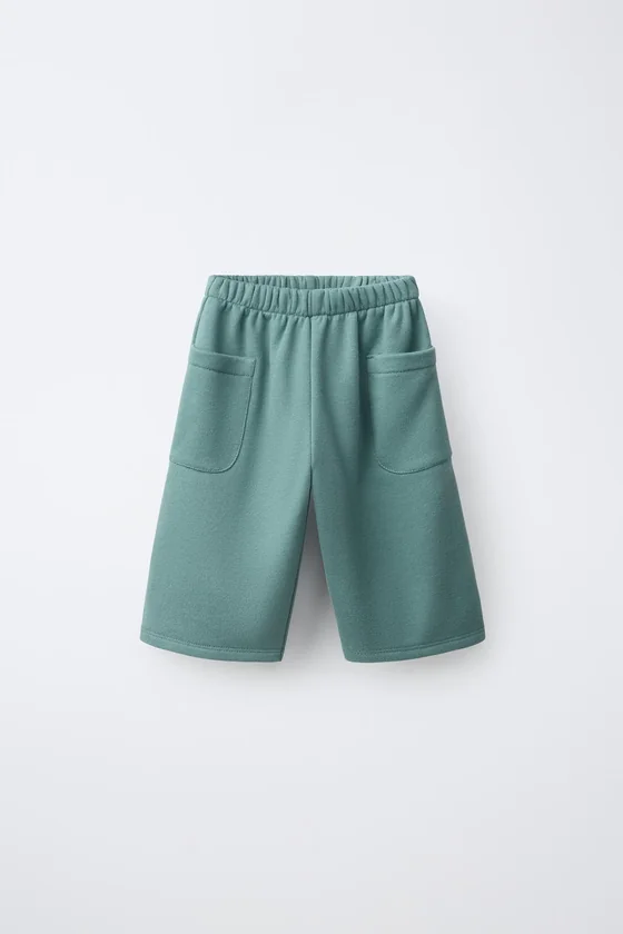 БРЮКИ WIDE LEG ИЗ МЯГКОЙ ТКАНИ С НАШИВКОЙ