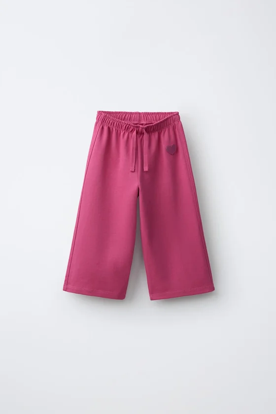БРЮКИ WIDE LEG ИЗ МЯГКОЙ ТКАНИ С СЕРДЦЕМ