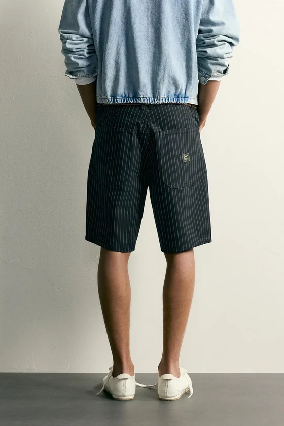 ШОРТЫ BAGGY FIT В ТОНКУЮ ПОЛОСКУ