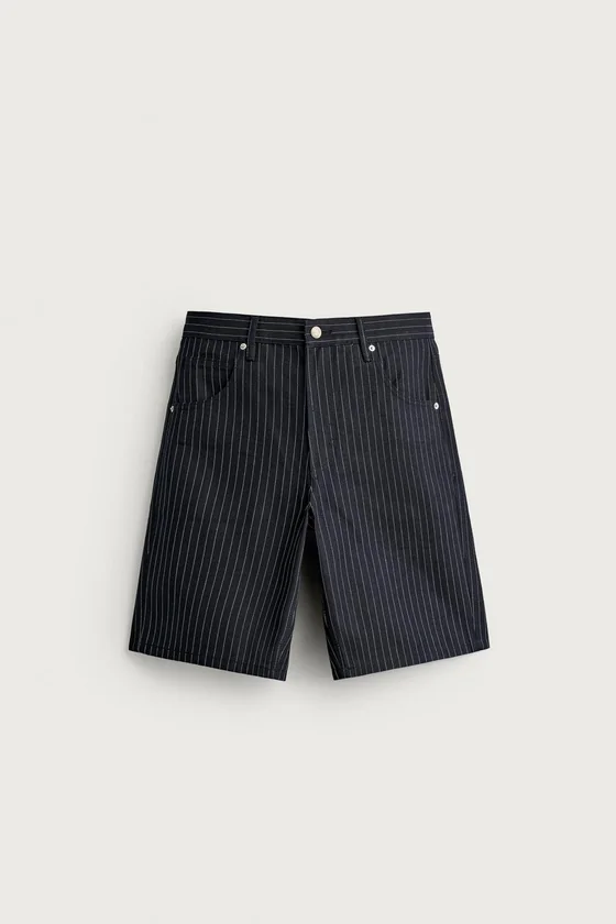 ШОРТЫ BAGGY FIT В ТОНКУЮ ПОЛОСКУ