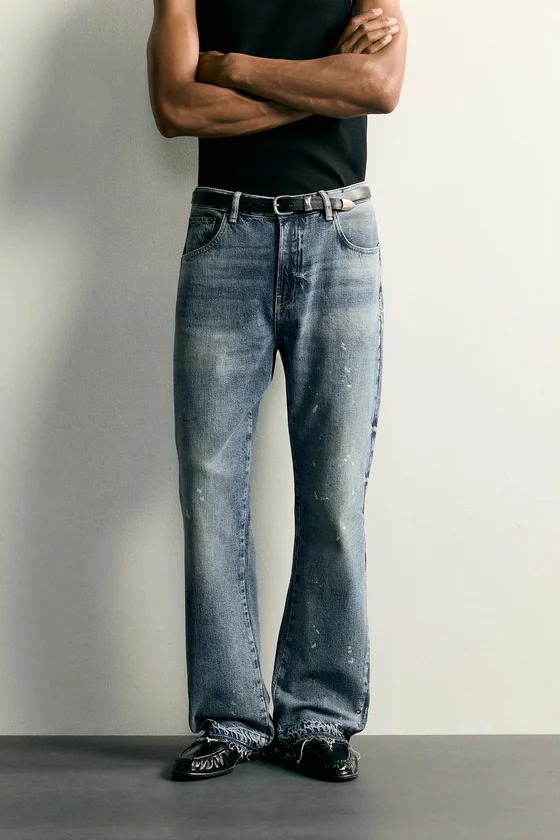 ДЖИНСЫ FLARE FIT С ЭФФЕКТОМ БРЫЗГ КРАСКИ