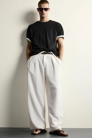 Брюки Relaxed Fit со складками- Заказать в России