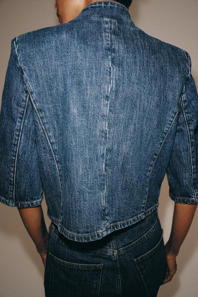 УКОРОЧЕННЫЙ ДЖИНСОВЫЙ БЛЕЙЗЕР коллекция Zara «ZW»