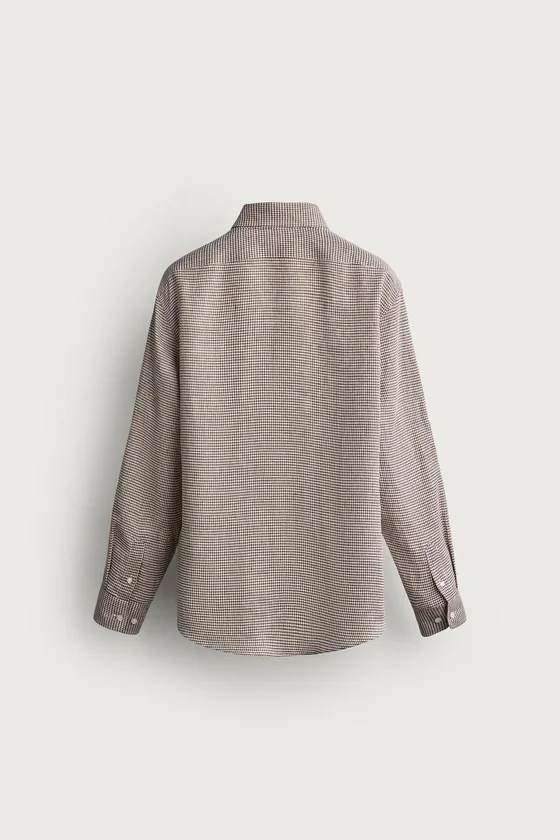 РУБАШКА REGULAR FIT В КЛЕТКУ ИЗ 100% ЛЬНА