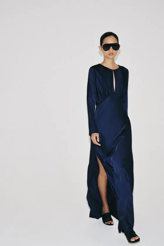 ДЛИННОЕ АТЛАСНОЕ ПЛАТЬЕ коллекция Zara «ZW»