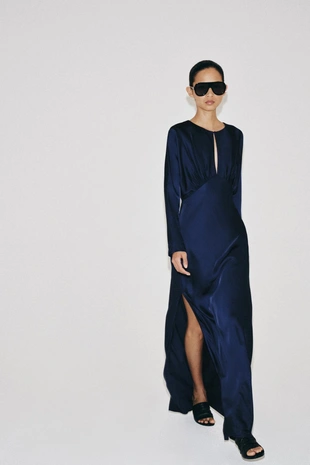 Длинное атласное платье коллекция Zara «Zw»- Заказать в России