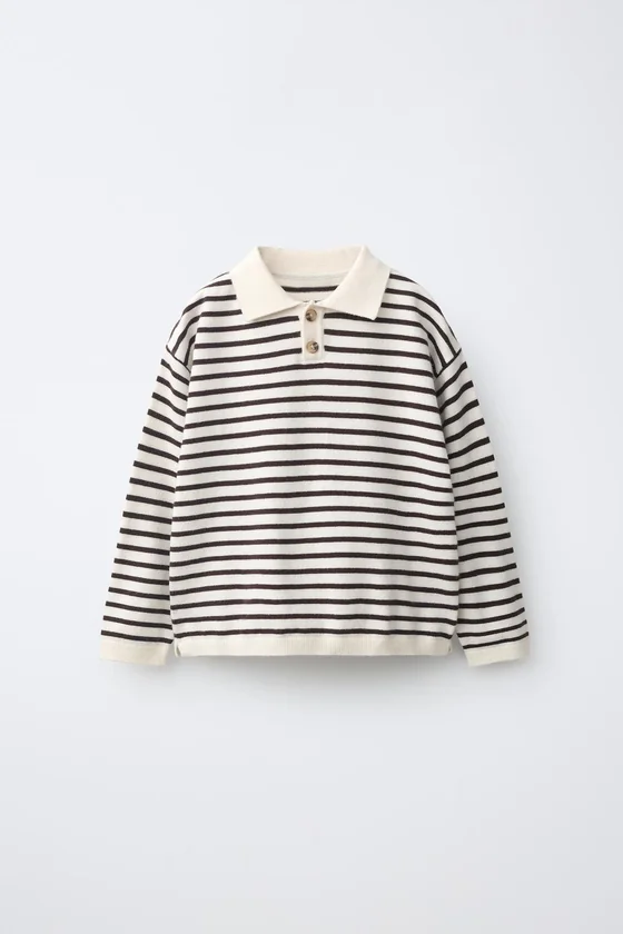 Вязаная полосатая футболка-поло