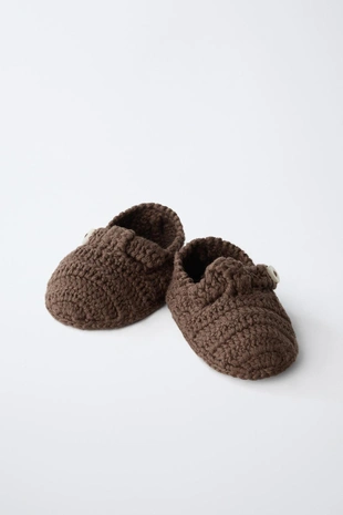 Вязаные ботильоны с крупной вязкой и пуговицей- Заказать в России
