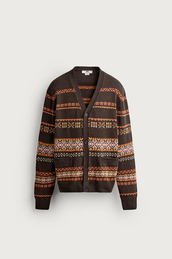 ЖАККАРДОВЫЙ КАРДИГАН REGULAR FIT ИЗ ХЛОПКА И ЛЬНА