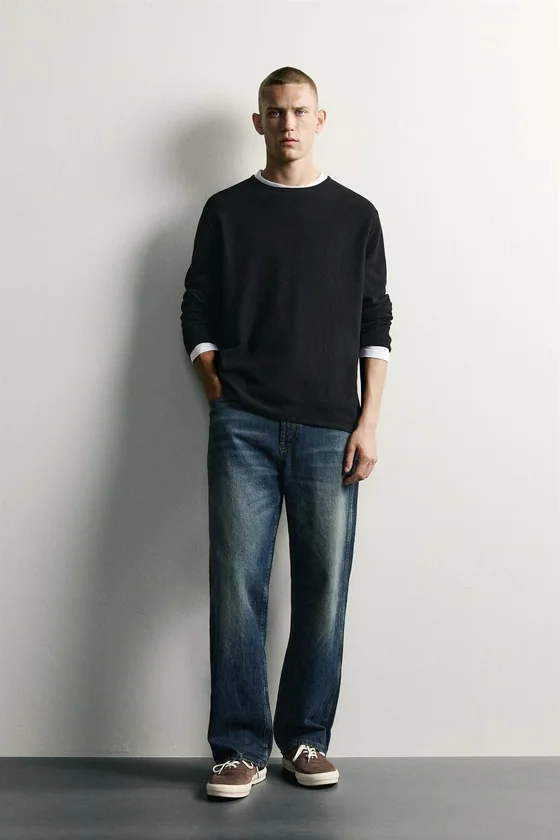 СВИТЕР RELAXED FIT ИЗ ВАРЕНОГО ТРИКОТАЖА