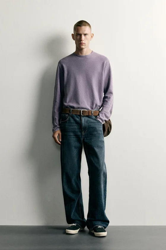 СВИТЕР RELAXED FIT ИЗ СТИРАНОЙ ТКАНИ С ФАКТУРОЙ