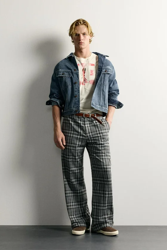 БРЮКИ FLARE FIT В КЛЕТКУ