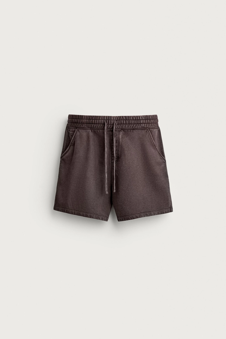 Шорты-бермуды washed из хлопка с эффектом выцветания