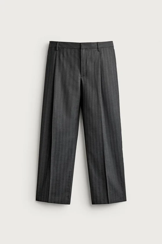 БРЮКИ RELAXED FIT В ПОЛОСКУ СО СКЛАДКАМИ