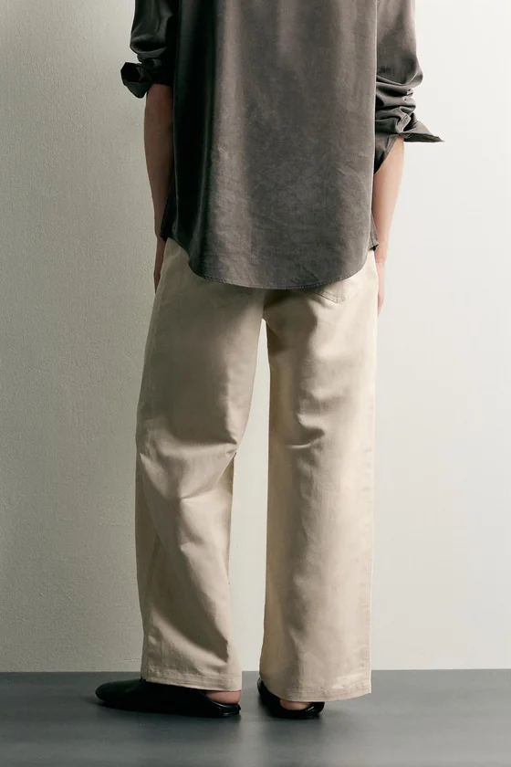 БРЮКИ RELAXED FIT ИЗ ХЛОПКА И ЛЬНА