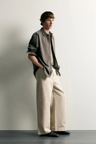Брюки Relaxed Fit из хлопка и льна