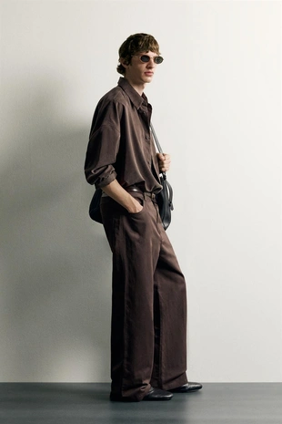Брюки Relaxed Fit из хлопка и льна