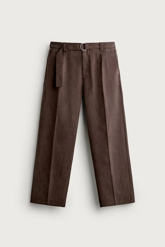 БРЮКИ RELAXED FIT ИЗ СТРУЯЩЕЙСЯ ТКАНИ С РЕМНЕМ