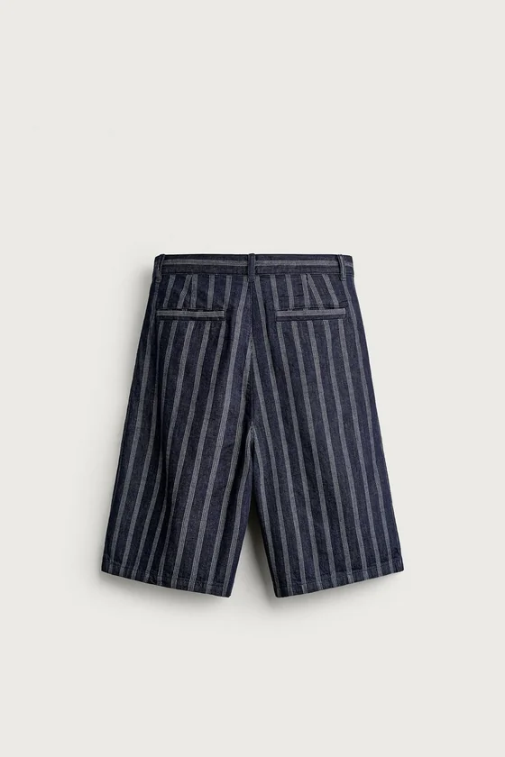 ШОРТЫ RELAXED FIT СО СКЛАДКАМИ В ПОЛОСКУ