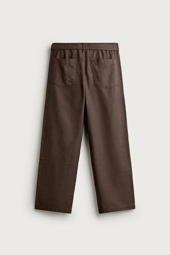 БРЮКИ RELAXED FIT СО СКЛАДКАМИ И РЕМНЕМ