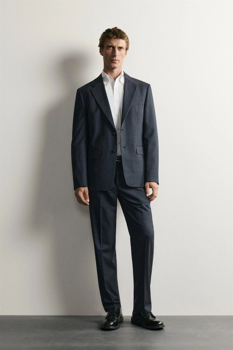 Брюки мужские regular fit из шерстяной смеси в клетку